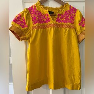 J.Crew Embroidered Cotton Poplin Puff Sleeve Top